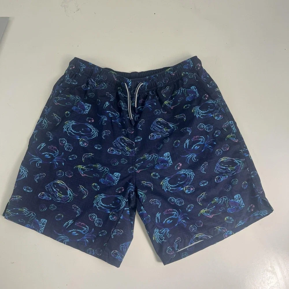 Peter Millar Swim Trunks Mens Medium Blue Crab Dice Casino Print Lined Stretch